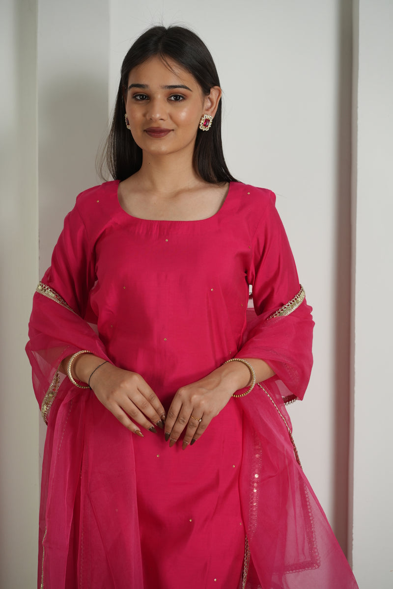 Ethereal Pink Roman Silk Suit Set