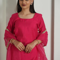 Ethereal Pink Roman Silk Suit Set