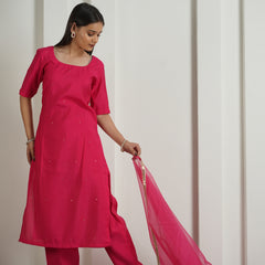 Ethereal Pink Roman Silk Suit Set