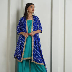 Aqua Green Palazzo Suit with Leheriya Dupatta