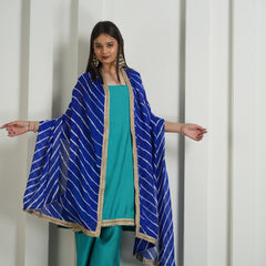 Aqua Green Palazzo Suit with Leheriya Dupatta