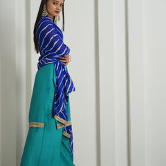 Aqua Green Palazzo Suit with Leheriya Dupatta