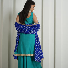 Aqua Green Palazzo Suit with Leheriya Dupatta