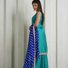 Aqua Green Palazzo Suit with Leheriya Dupatta