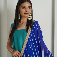 Aqua Green Palazzo Suit with Leheriya Dupatta