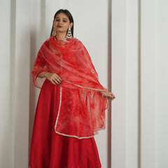 Royal Red Anarkali Suit with Organza