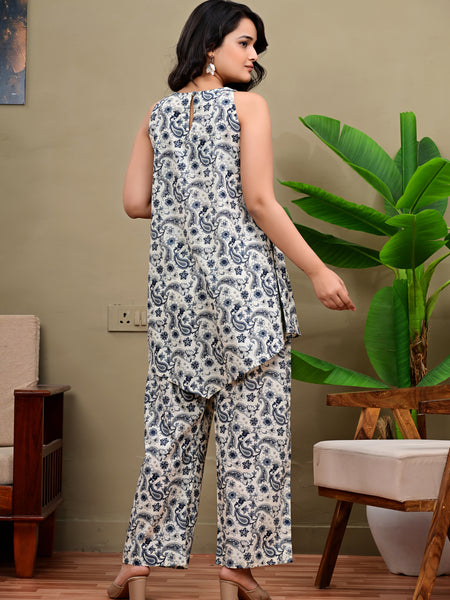 Creamy paisley cord set