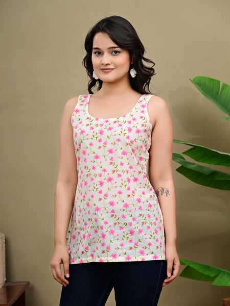 Blossom Breeze Floral Tank Kurti