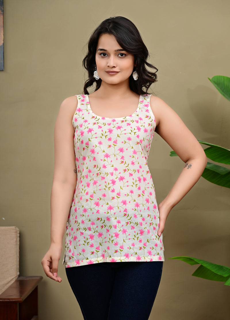 Blossom Breeze Floral Tank Kurti