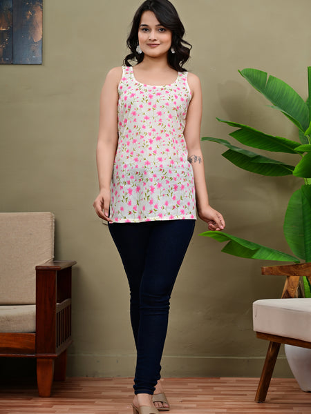 Blossom Breeze Floral Tank Kurti
