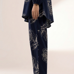 Elegant Navy Floral Printed Co-Ord Set
